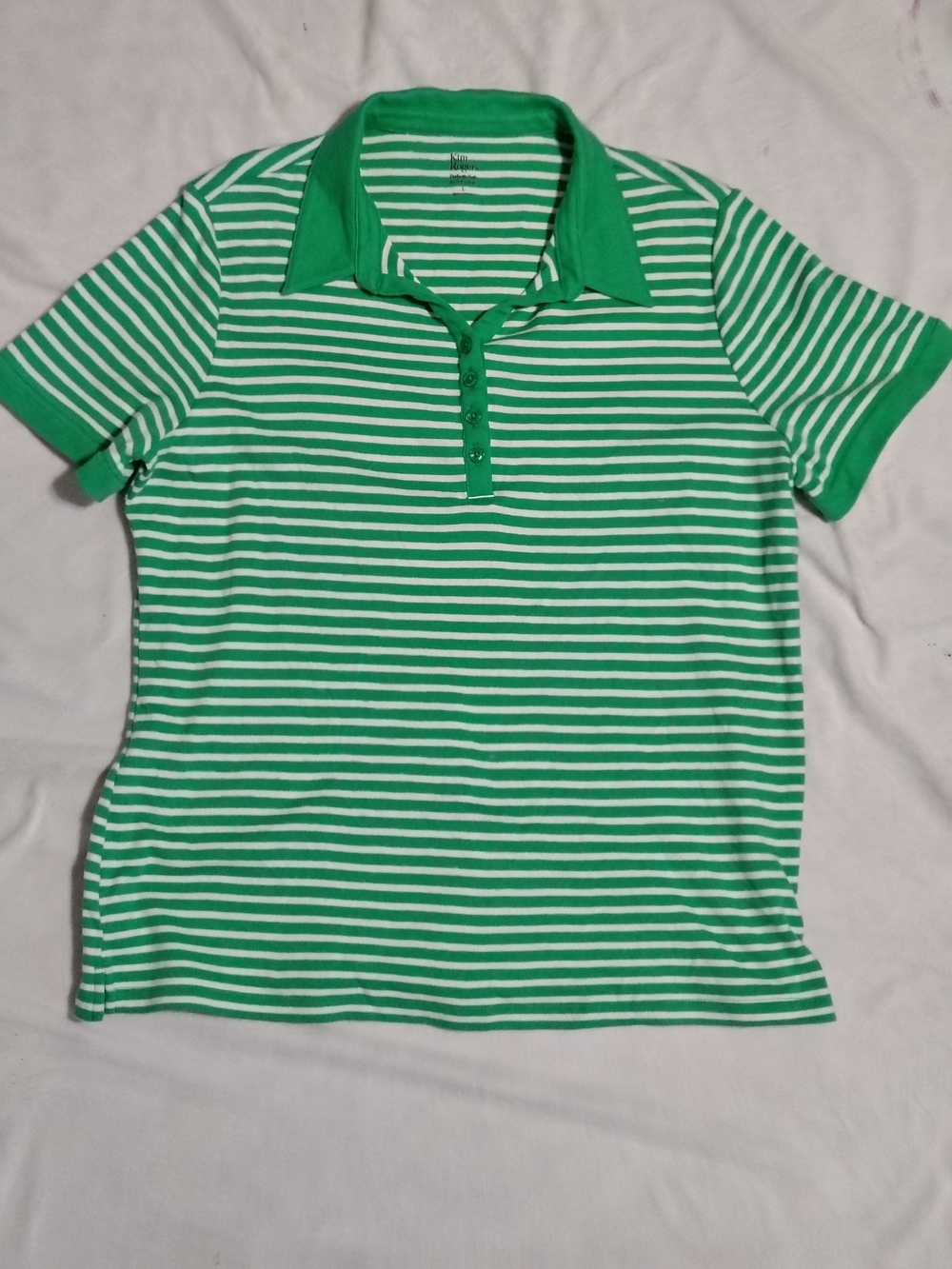 Kim Rogers Green and White Striped Tee